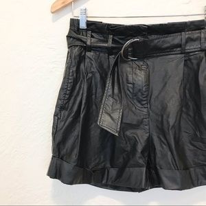 Elizabeth and James Vegan Faux Leather Shorts Black 2 26